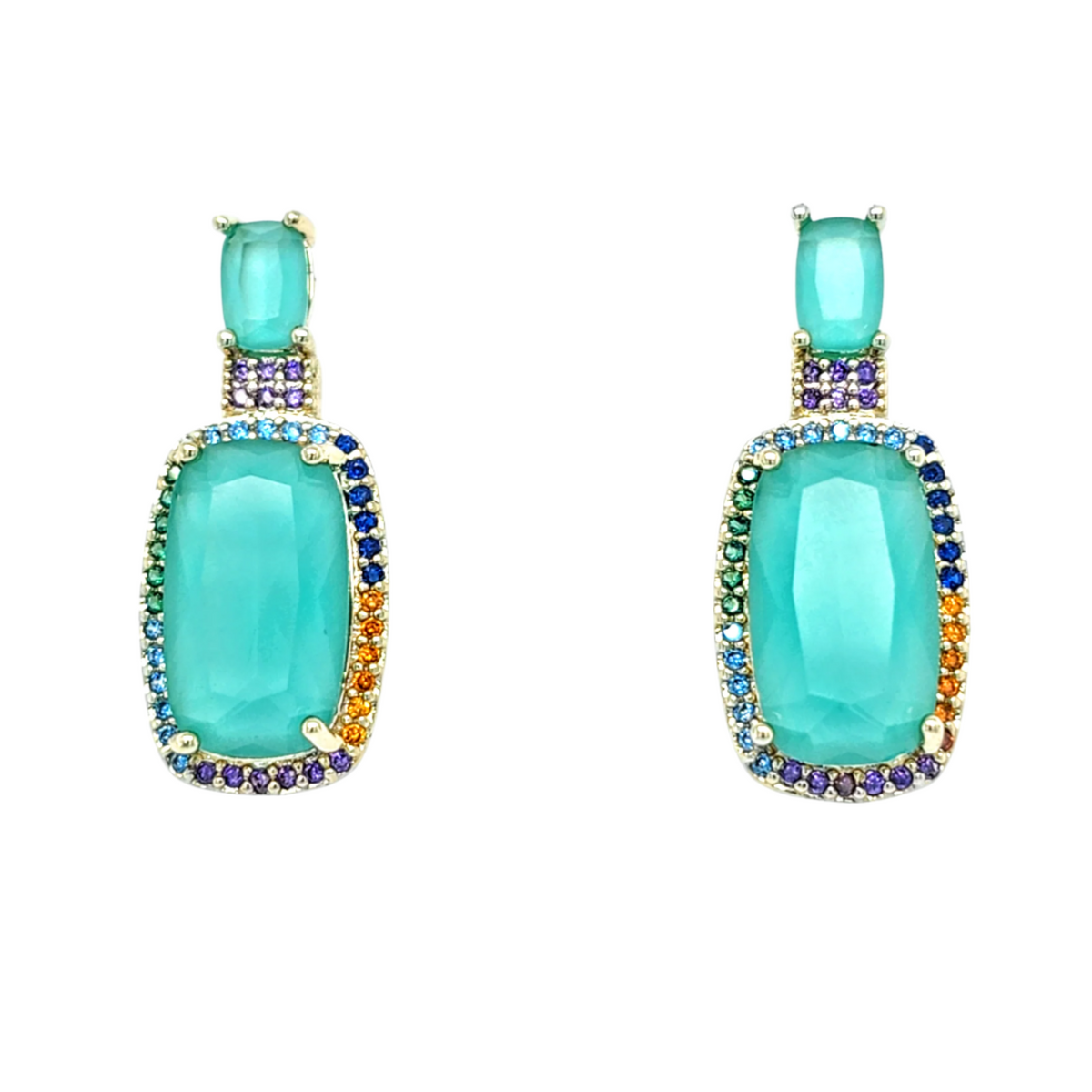 ターコイズ Turquoise Gemstone ピアス★Luxdivine #1007 Turquoise Stud Earrings with Rhinestones – Lacosta Jewelry