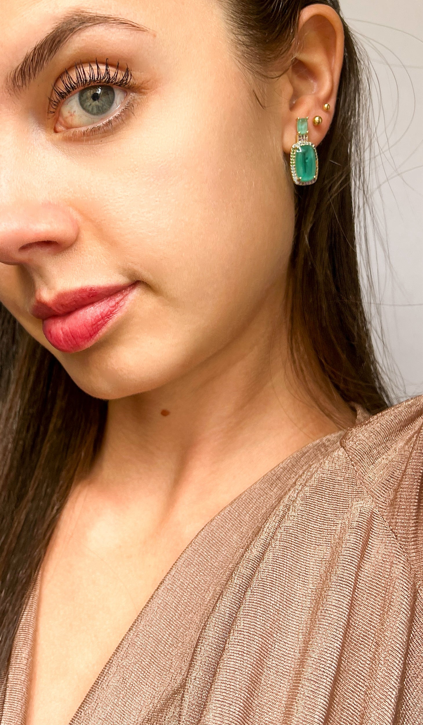 Turquoise Stud Earrings with Rhinestones – Lacosta Jewelry