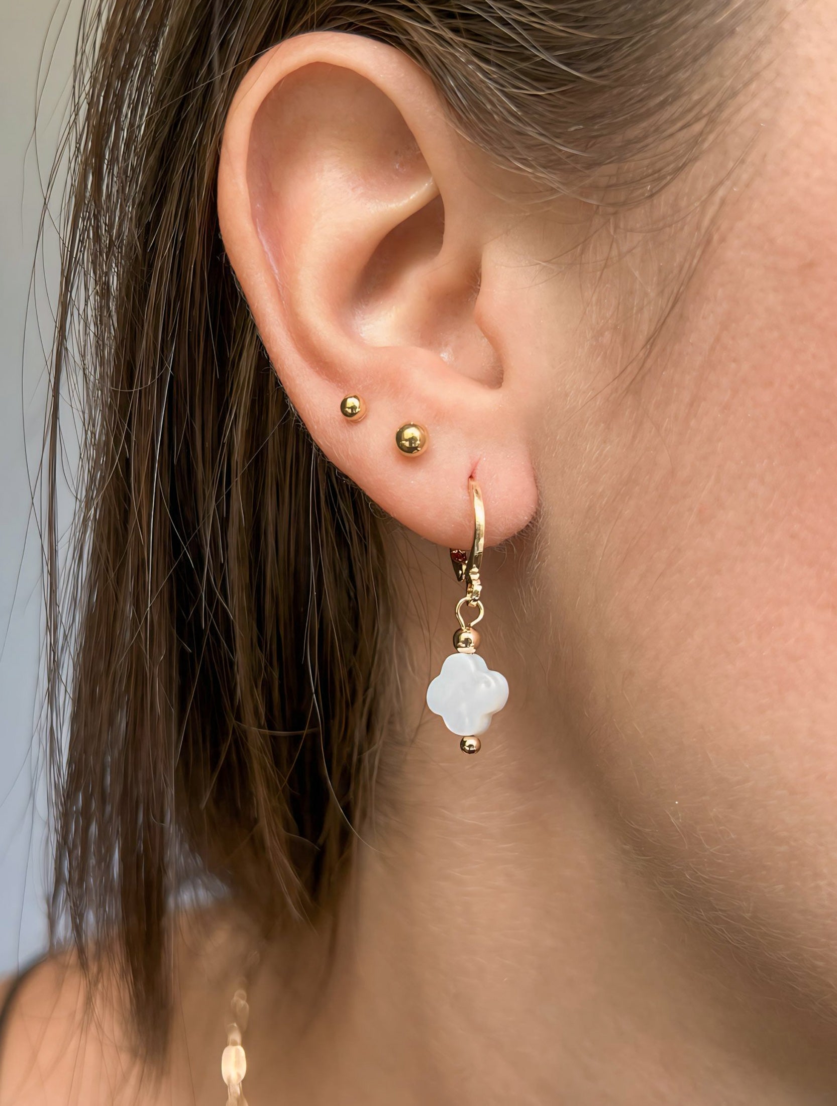 Lacosta Jewelry Dainty Drop White Clover Necklace and Earrings