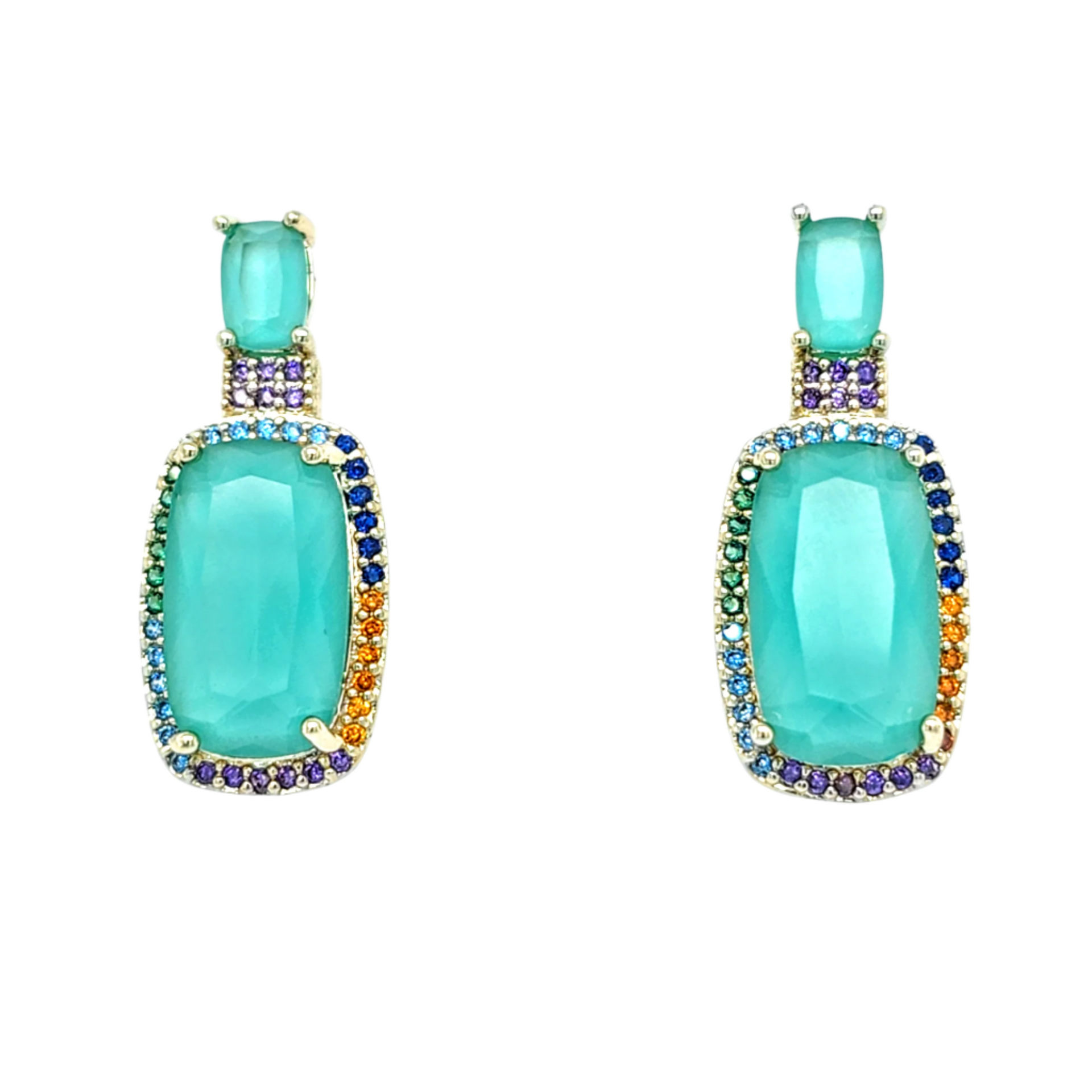 【関税込み】Tao Earrings in Turquoise Blue l Turquoise Stud Earrings with Rhinestones – Lacosta Jewelry