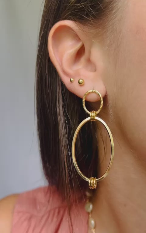 【HYERES LOR】[SALE] Noailles double circle earring 20cm Double Hoop Drop Earrings – Lacosta Jewelry